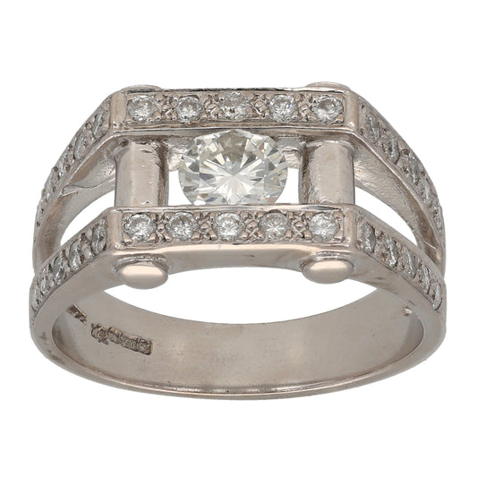 18ct White Gold 1.05ct Diamond Dress/Cocktail Ring Size R