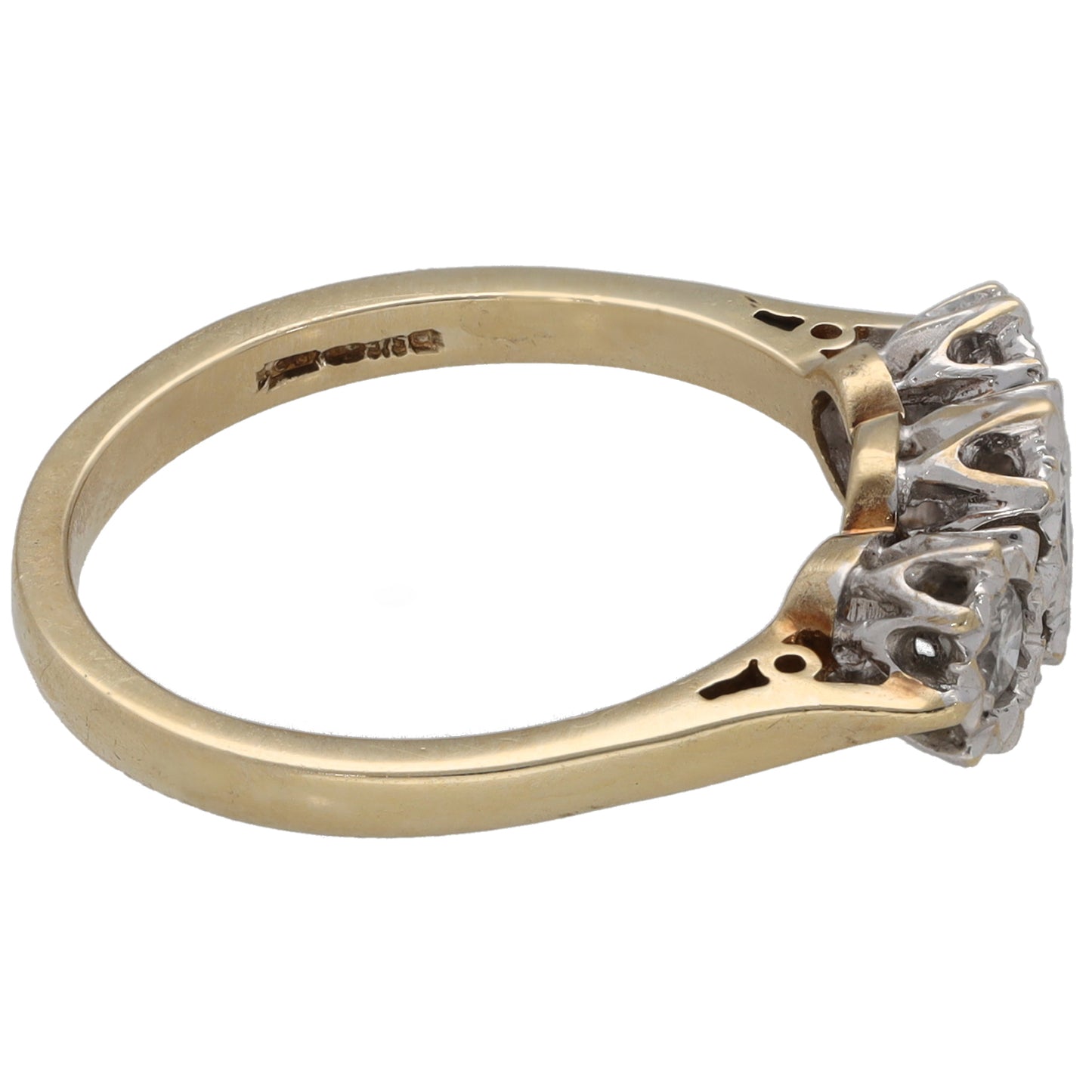 9ct Gold 0.25ct Diamond Trilogy Ring Size M