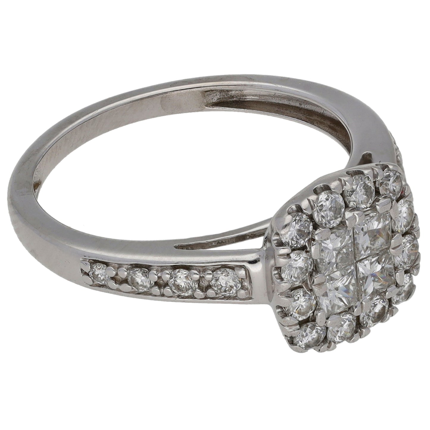 18ct White Gold 0.87ct Diamond Dress/Cocktail Ring Size M