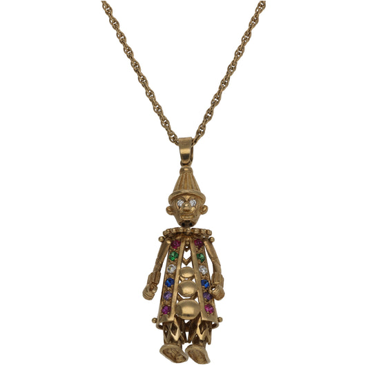 9ct Gold Imitation Clown Pendant With Chain
