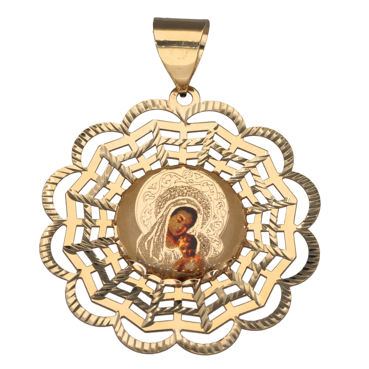 New 14ct Gold Enamel Mary Pendant
