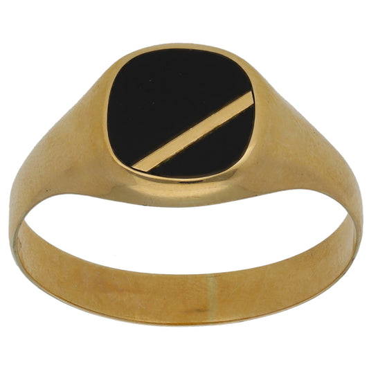 9ct Gold Onyx Single Stone Signet Ring Size Y