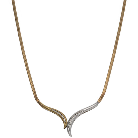 9ct Bi-Colour Gold 0.19ct Diamond Fancy Necklace 16"