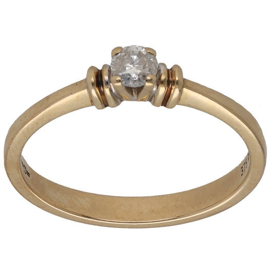 9ct Gold 0.16ct Diamond Solitaire Ring Size N