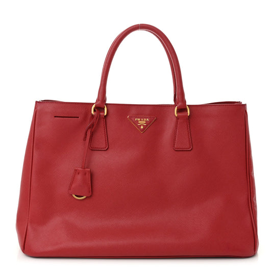 Prada Galleria Double Zip Tote Saffiano Leather Bag - Fuoco