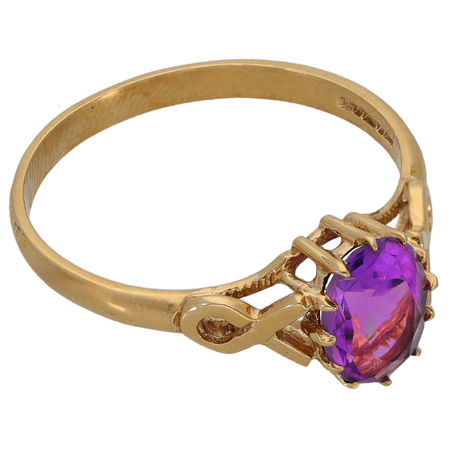 9ct Gold Amethyst Single Stone Ring Size R