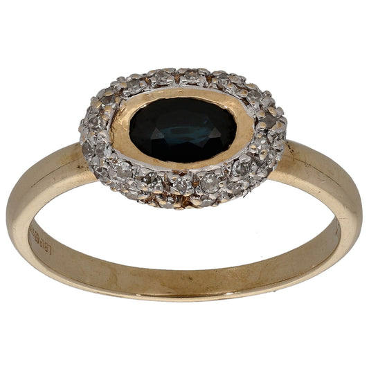 9ct Gold Sapphire & 0.01ct Diamond Dress/Cocktail Ring Size N