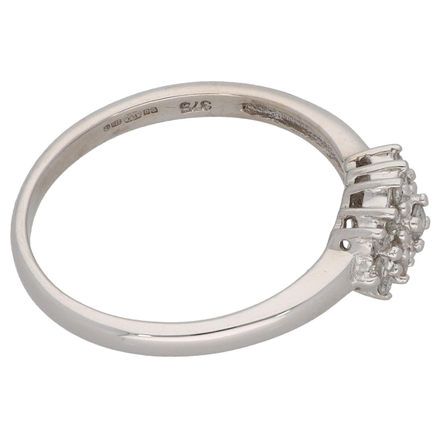 9ct White Gold 0.15ct Diamond Cluster Ring Size K
