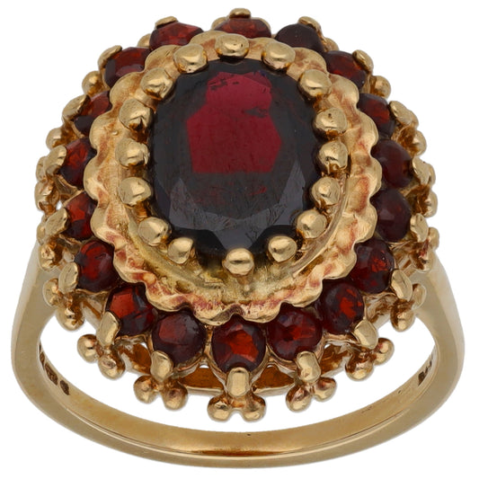 9ct Gold Garnet Dress/Cocktail Ring Size K