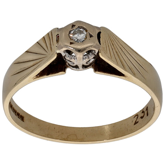 9ct Gold 0.04ct Diamond Solitaire Ring Size M