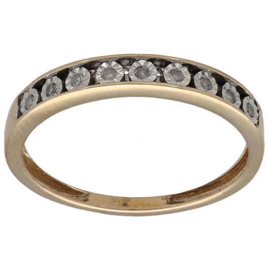 9ct Gold 0.05ct Diamond Half Eternity Ring Size P
