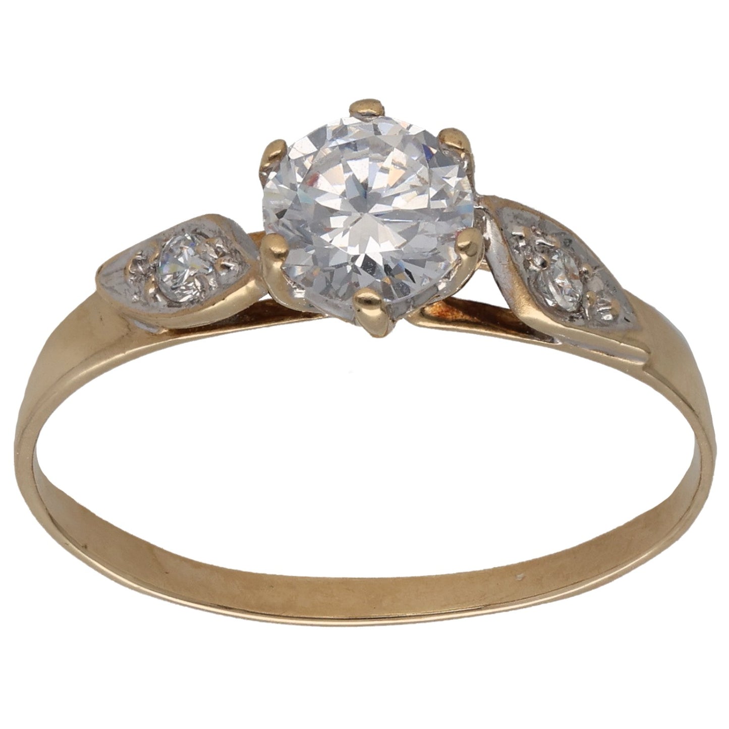 9ct Gold Cubic Zirconia Three Stone Ring Size T