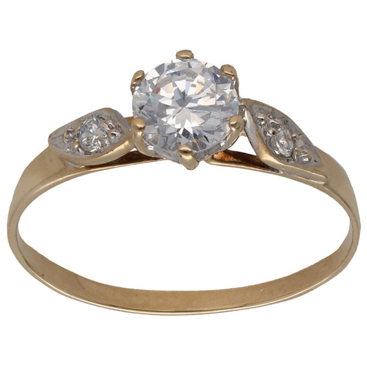 9ct Gold Cubic Zirconia Three Stone Ring Size T