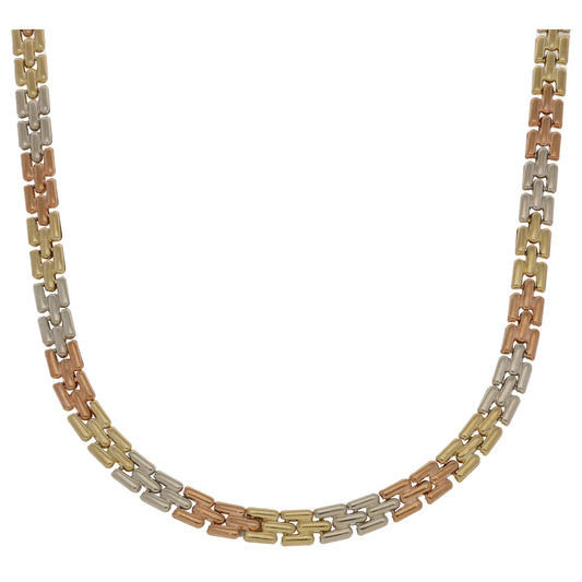 9ct Tricolour Gold Fancy Necklace 16"