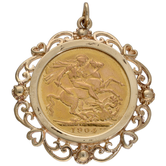 9ct Gold Full Sovereign Coin Pendant