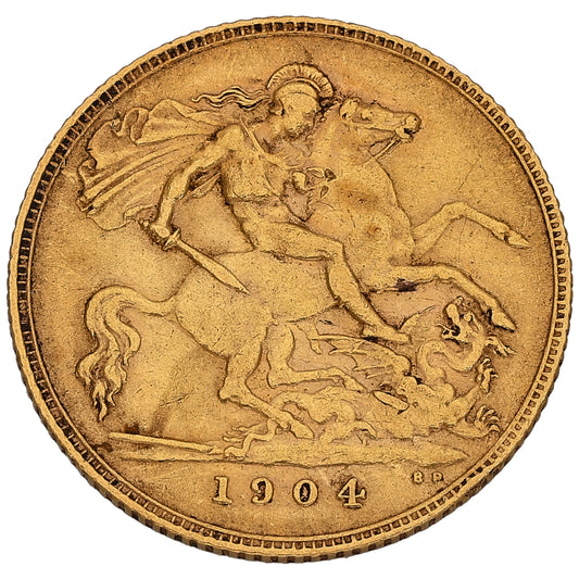 22ct Gold King Edward VII Half Sovereign Coin 1904
