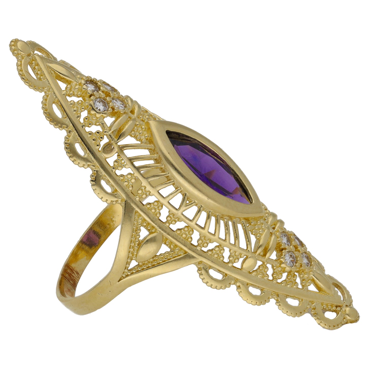 14ct Gold Imitation Gem Dress/Cocktail Ring Size R