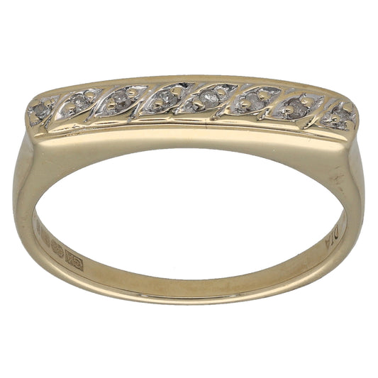 9ct Gold 0.04ct Diamond Half Eternity Ring Size P