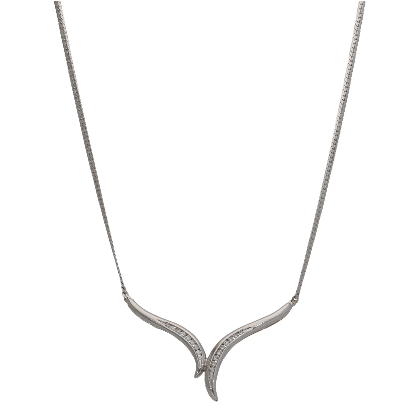 9ct White Gold 0.25ct Diamond Fancy Necklace 16"