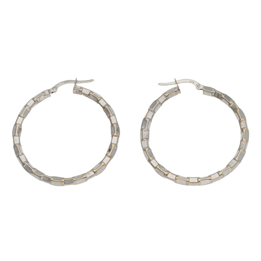 9ct White Gold Hoop Earrings