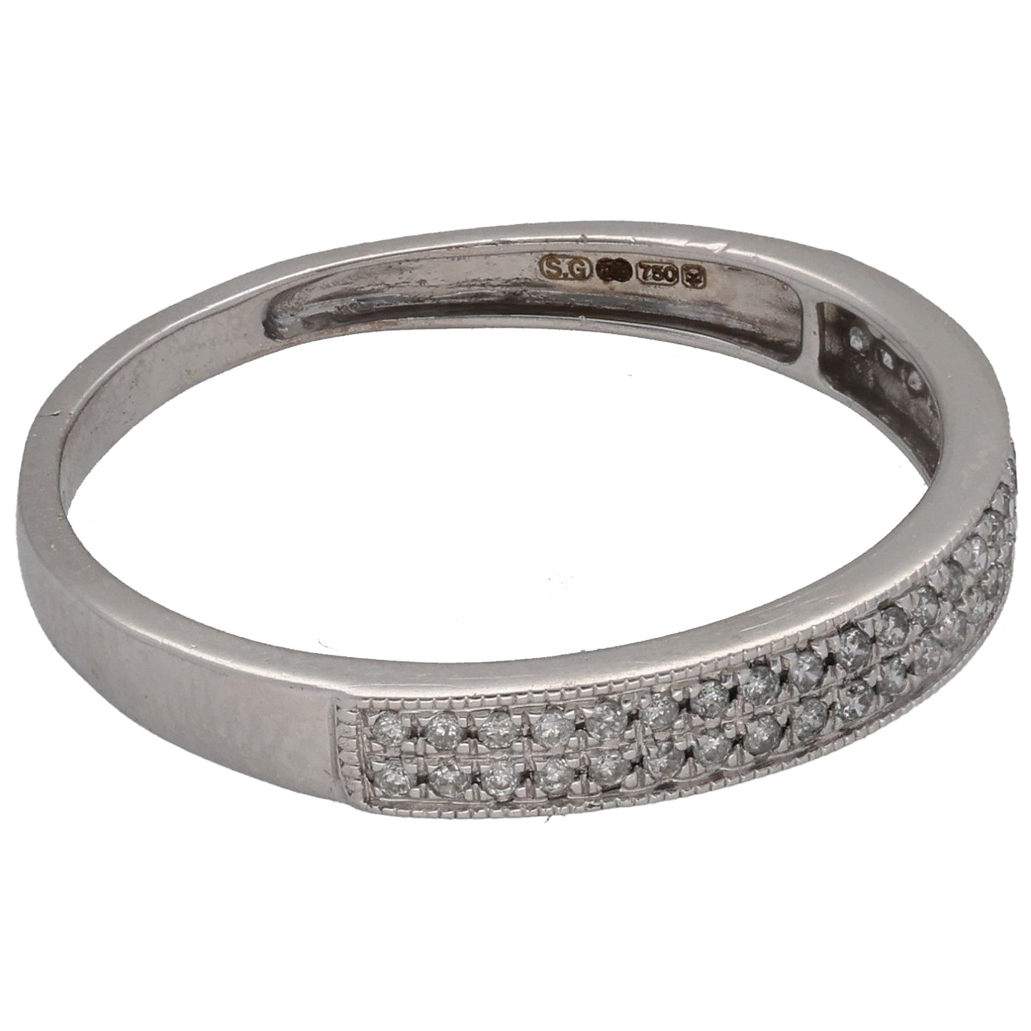 18ct White Gold 0.16ct Diamond Half Eternity Ring Size O
