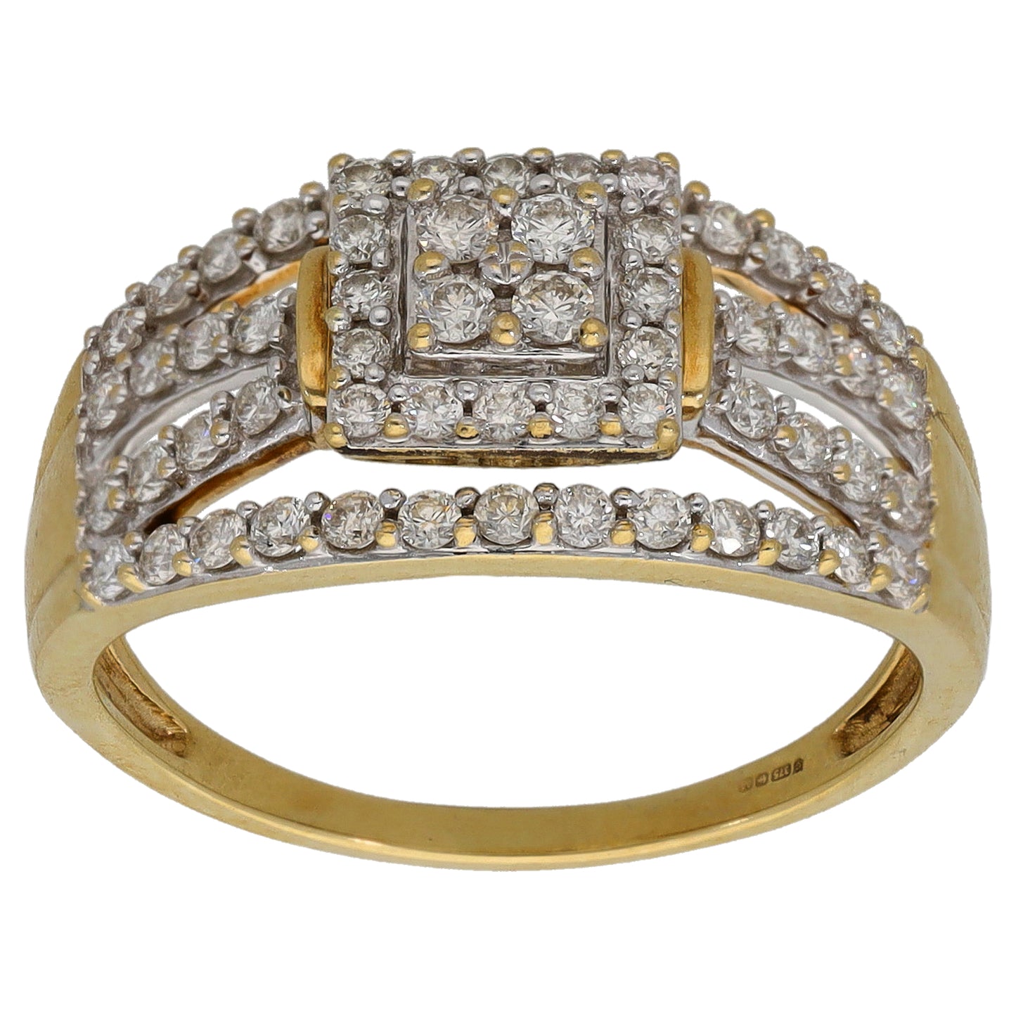 9ct Gold 0.72ct Diamond Dress/Cocktail Ring Size P