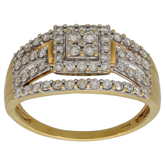 9ct Gold 0.72ct Diamond Dress/Cocktail Ring Size P