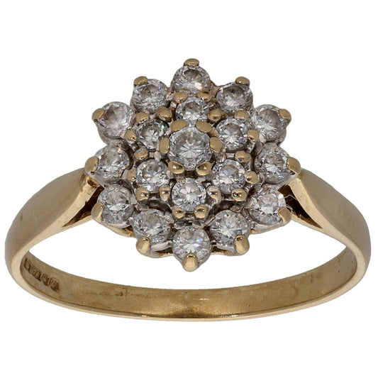 9ct Gold Cubic Zirconia Cluster Ring Size L