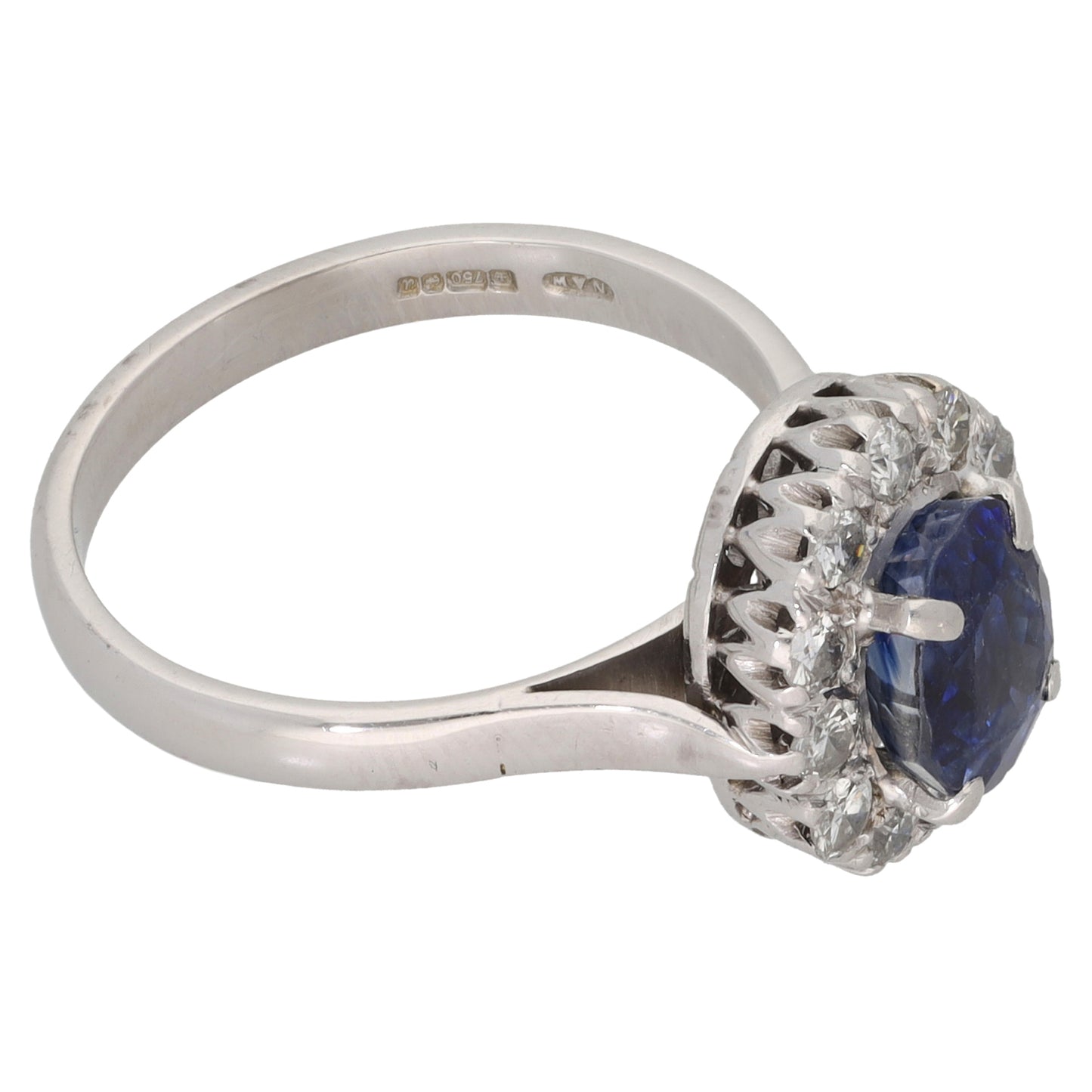 18ct White Gold 0.60ct Diamond & Sapphire Dress/Cocktail Ring Size P