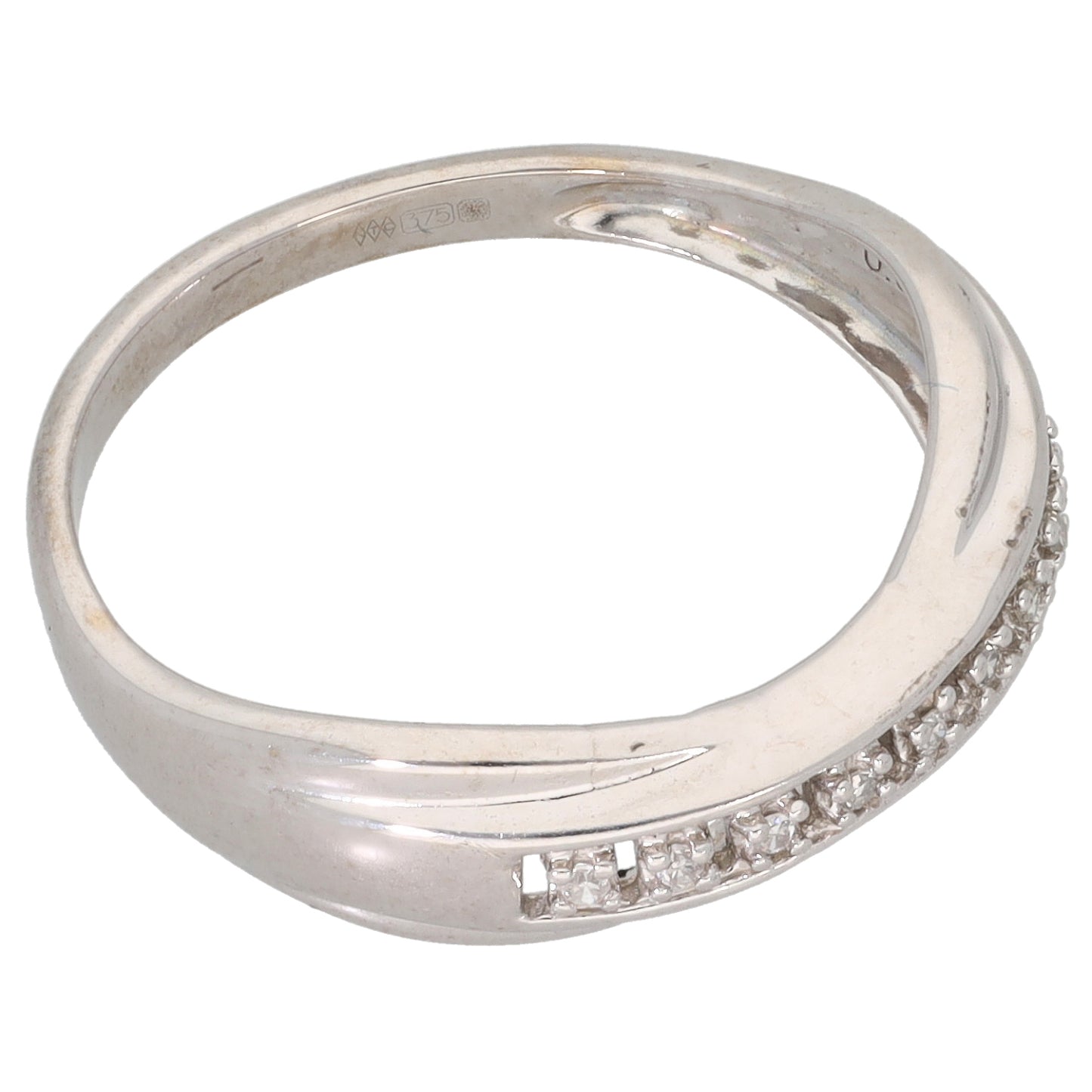 9ct White Gold 0.04ct Diamond Half Eternity Ring Size P
