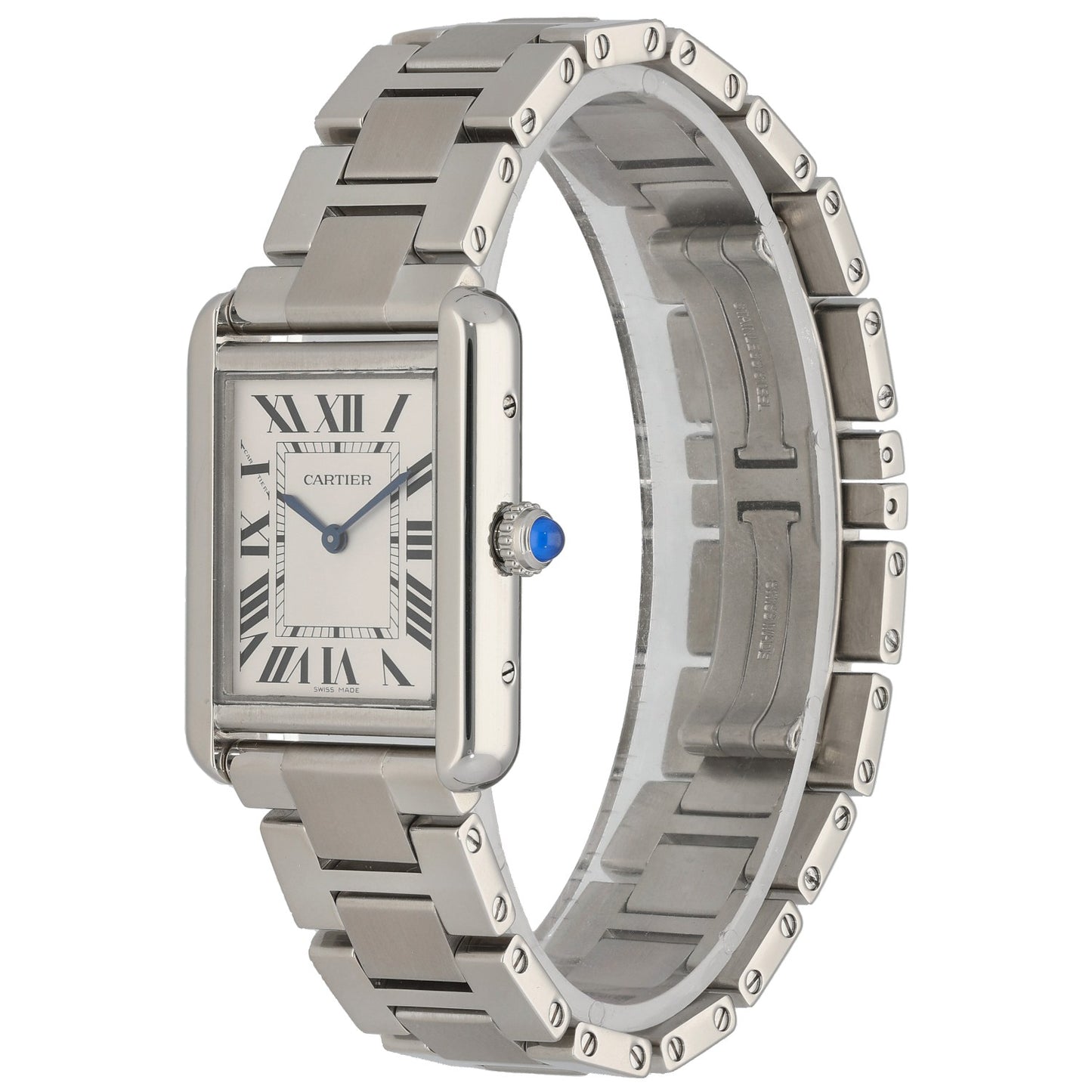 Cartier Tank Solo W5200013, Stainless Steel, White Dial, Front Angle Image