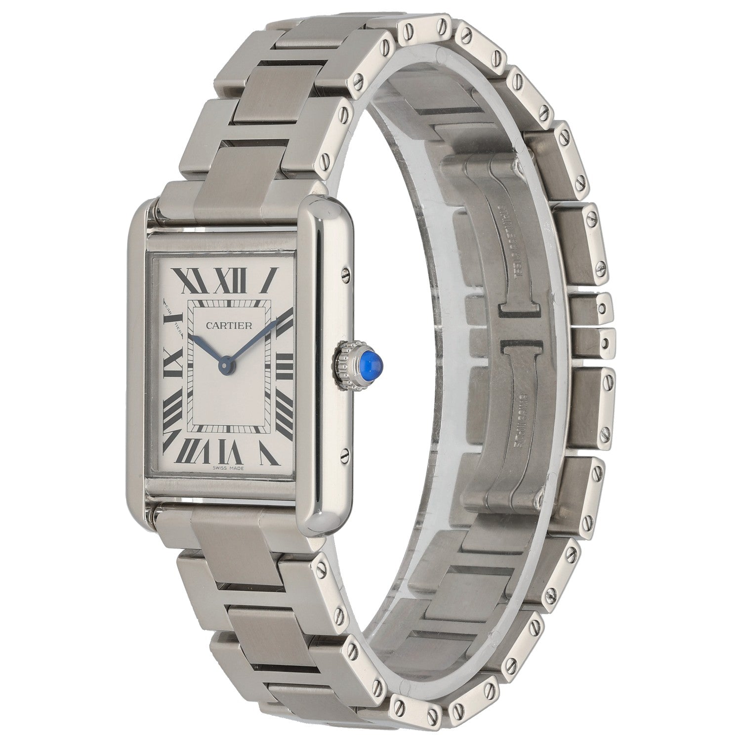 Cartier Tank Solo W5200013, Stainless Steel, White Dial, Front Angle Image