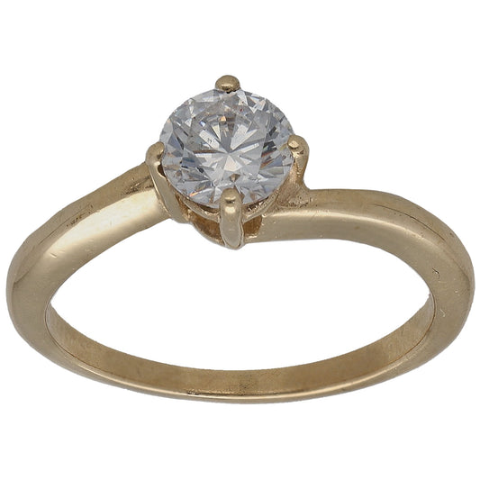 9ct Gold Cubic Zirconia Single Stone Ring Size K
