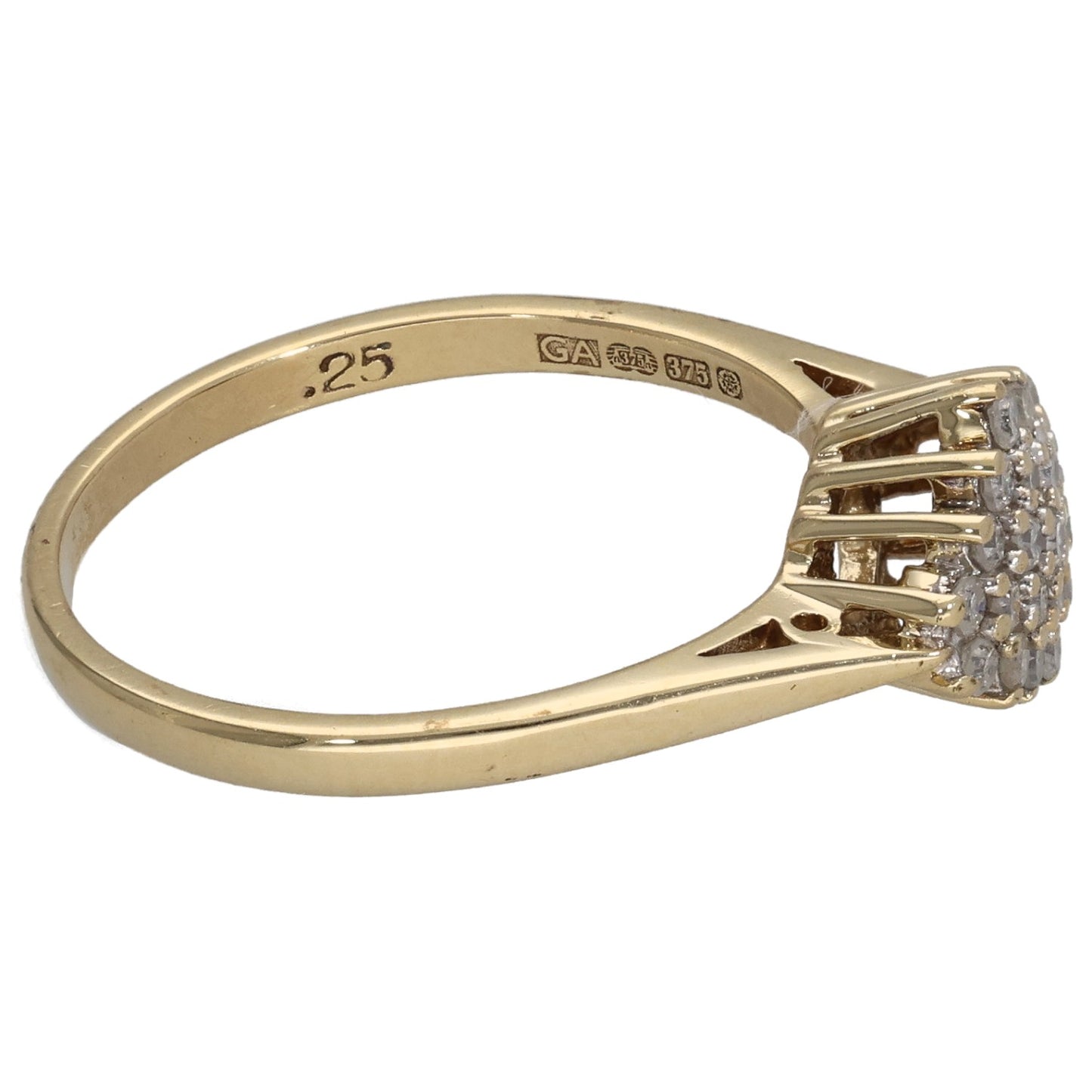 9ct Gold 0.25ct Diamond Cluster Ring Size N