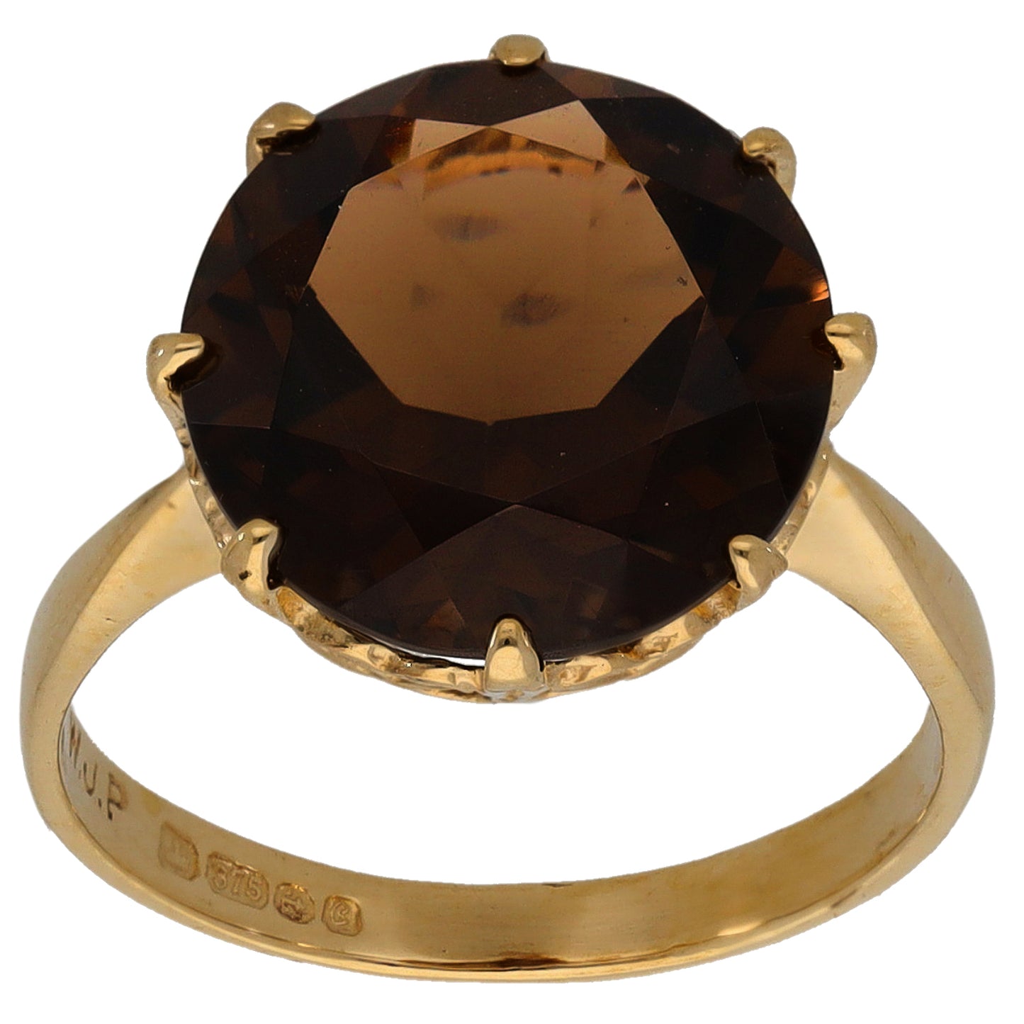 9ct Gold Smoky Quartz Single Stone Ring Size K
