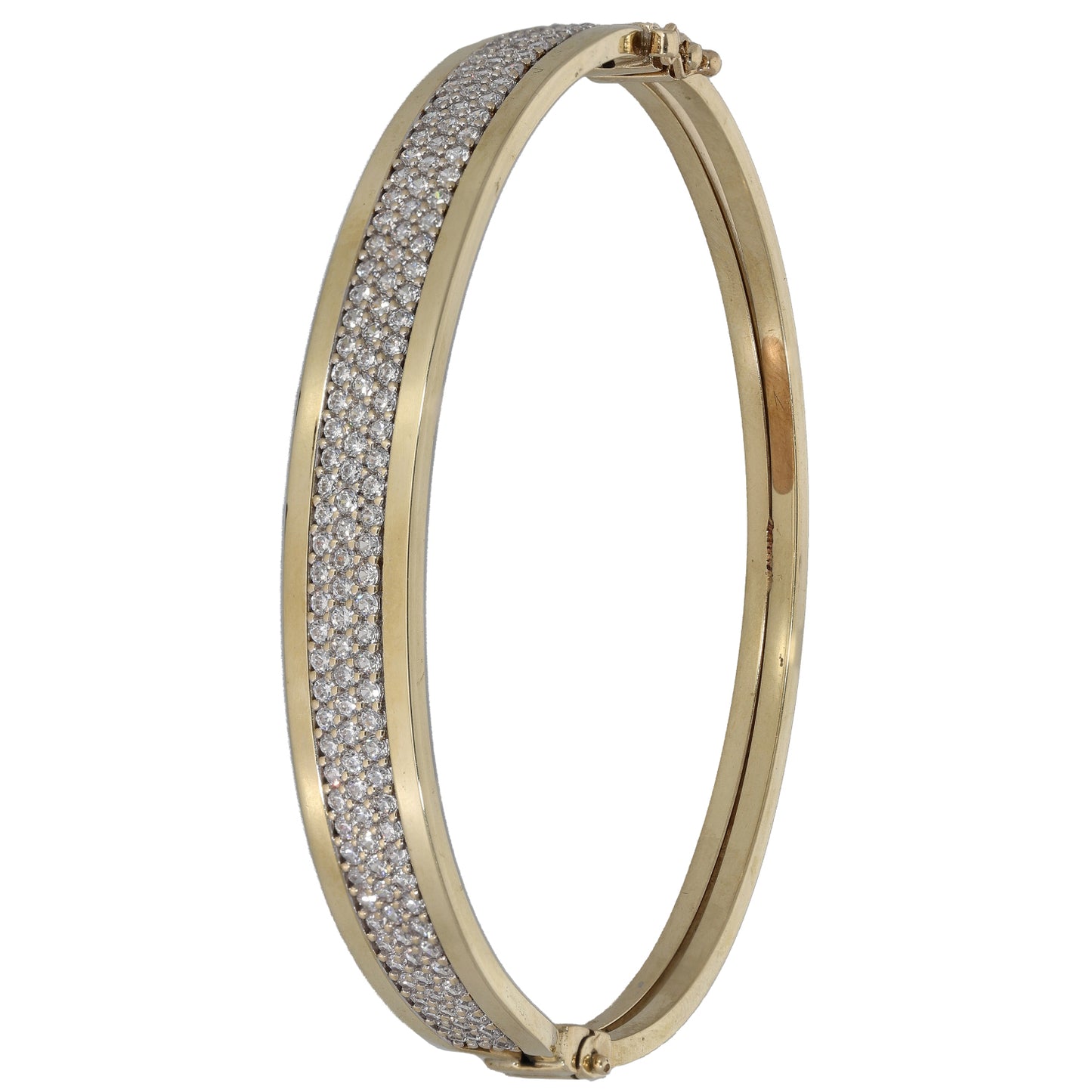 9ct Gold Cubic Zirconia Hinged/Clasp Bangle