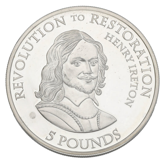 Sterling Silver Revolution To Restoration Henry Ireton 5 Pounds Coin 2010