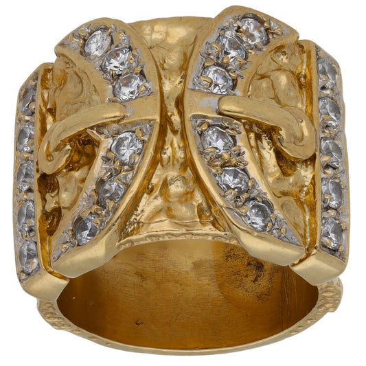 9ct Gold Cubic Zirconia Buckle Ring Size Z+3