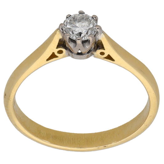 18ct Gold 0.22ct Diamond Solitaire Ring Size M