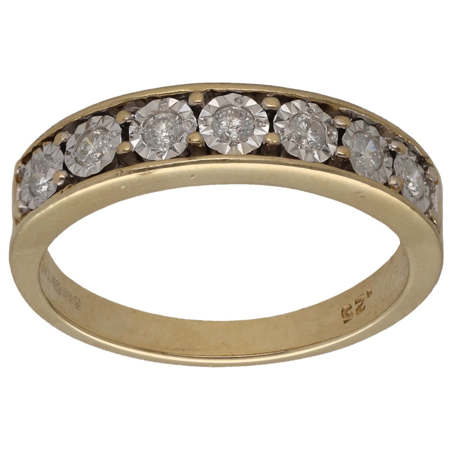 9ct Gold 0.25ct Diamond Half Eternity Ring Size O