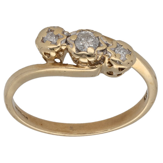 9ct Gold 0.15ct Diamond Trilogy Ring Size M