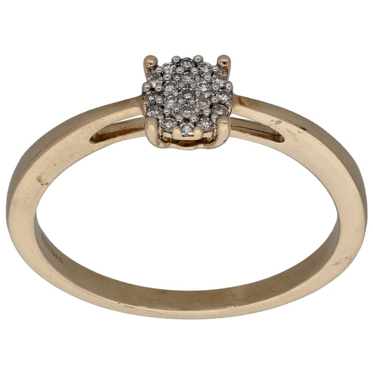 9ct Gold 0.10ct Diamond Cluster Ring Size K