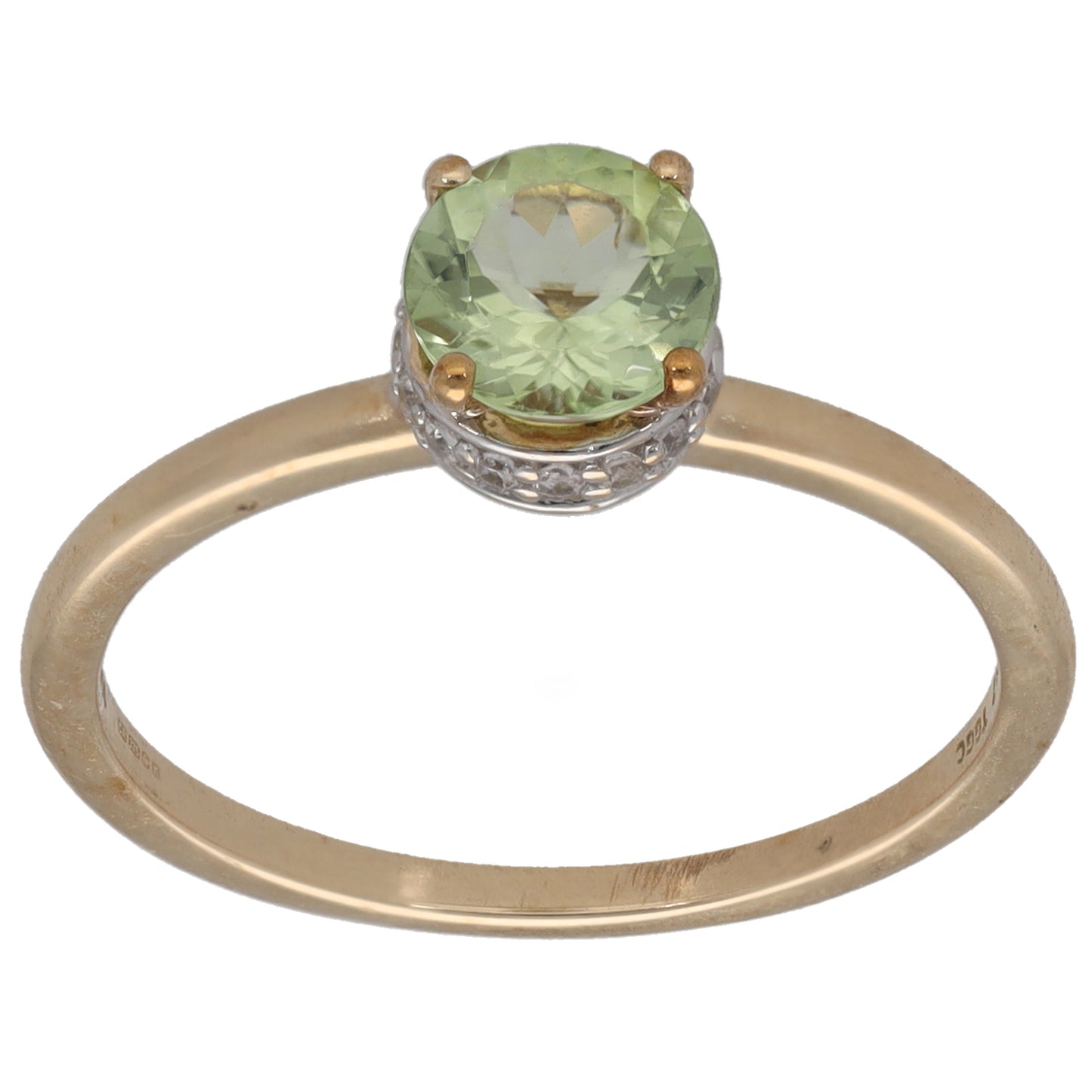 9ct Gold Beryl & Imitation Dress/Cocktail Ring Size N