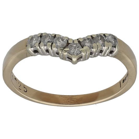 Wishbone diamond ring with round stones on a gold band