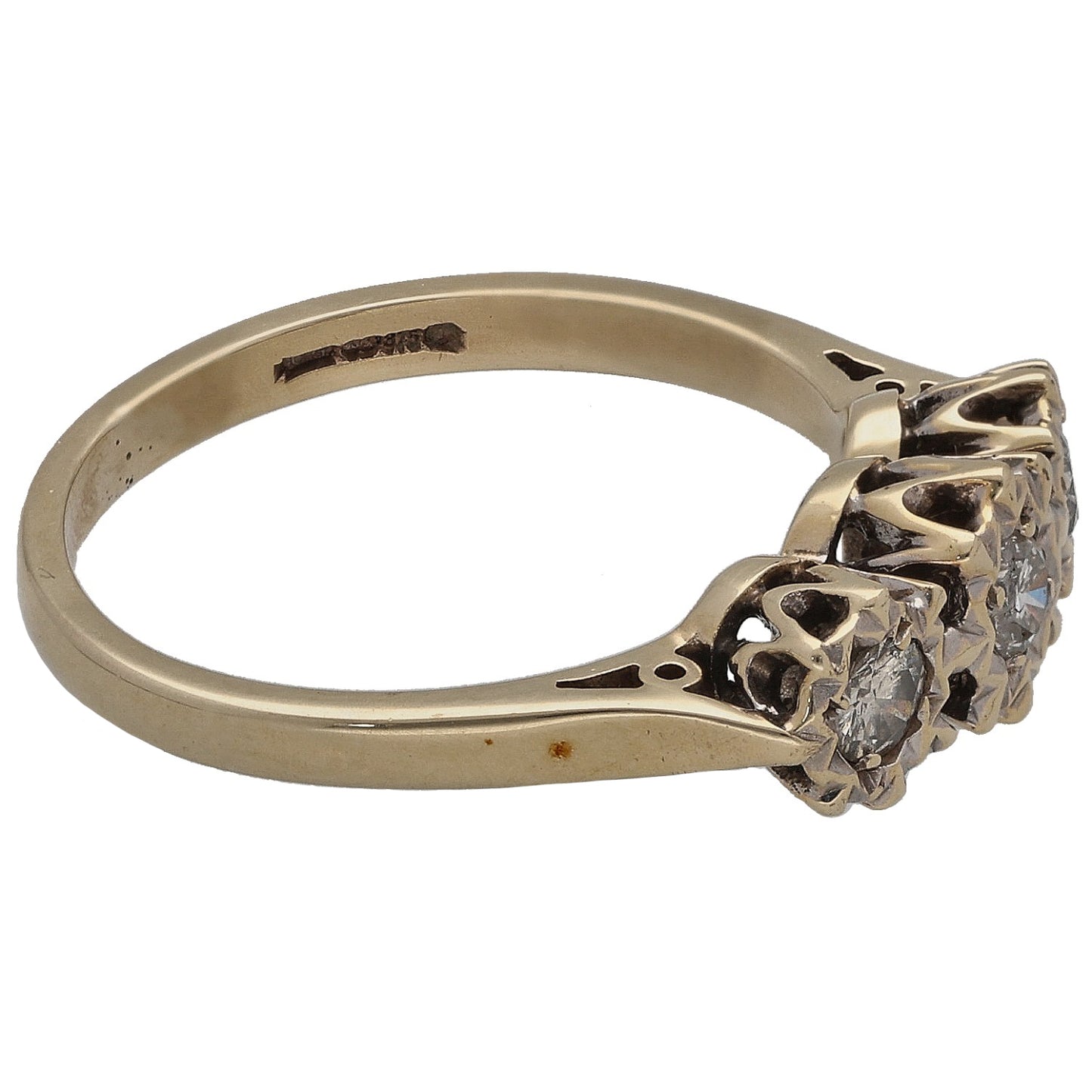 9ct Gold 0.25ct Diamond Trilogy Ring Size L