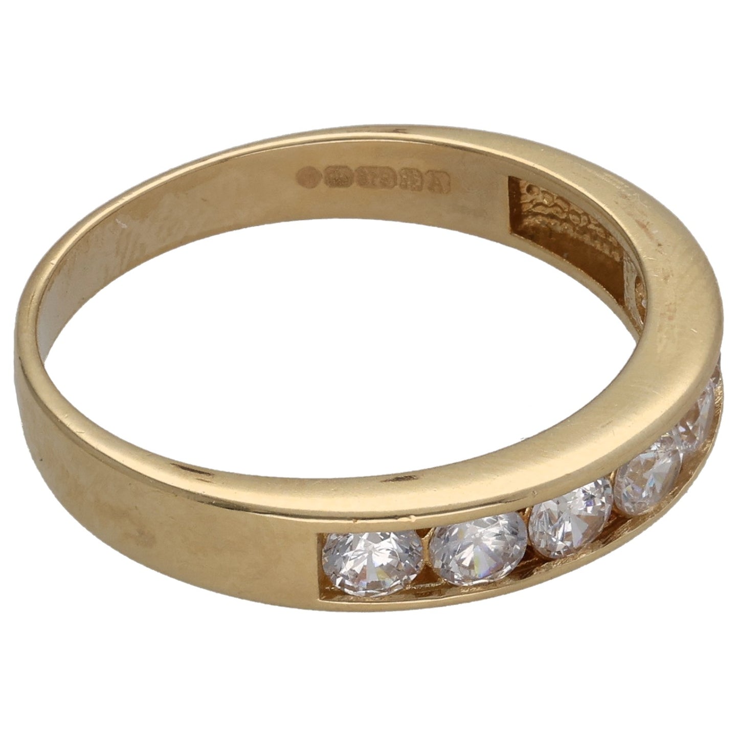 9ct Gold Cubic Zirconia Half Eternity Ring Size Q