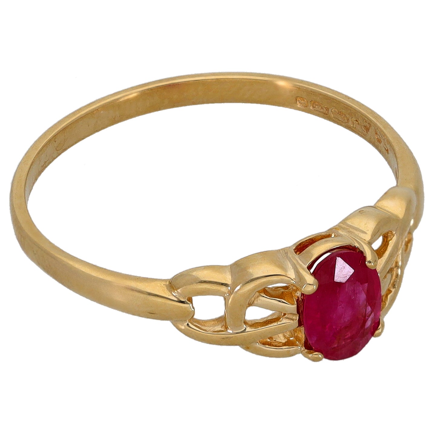 9ct Gold Ruby Single Stone Ring Size O