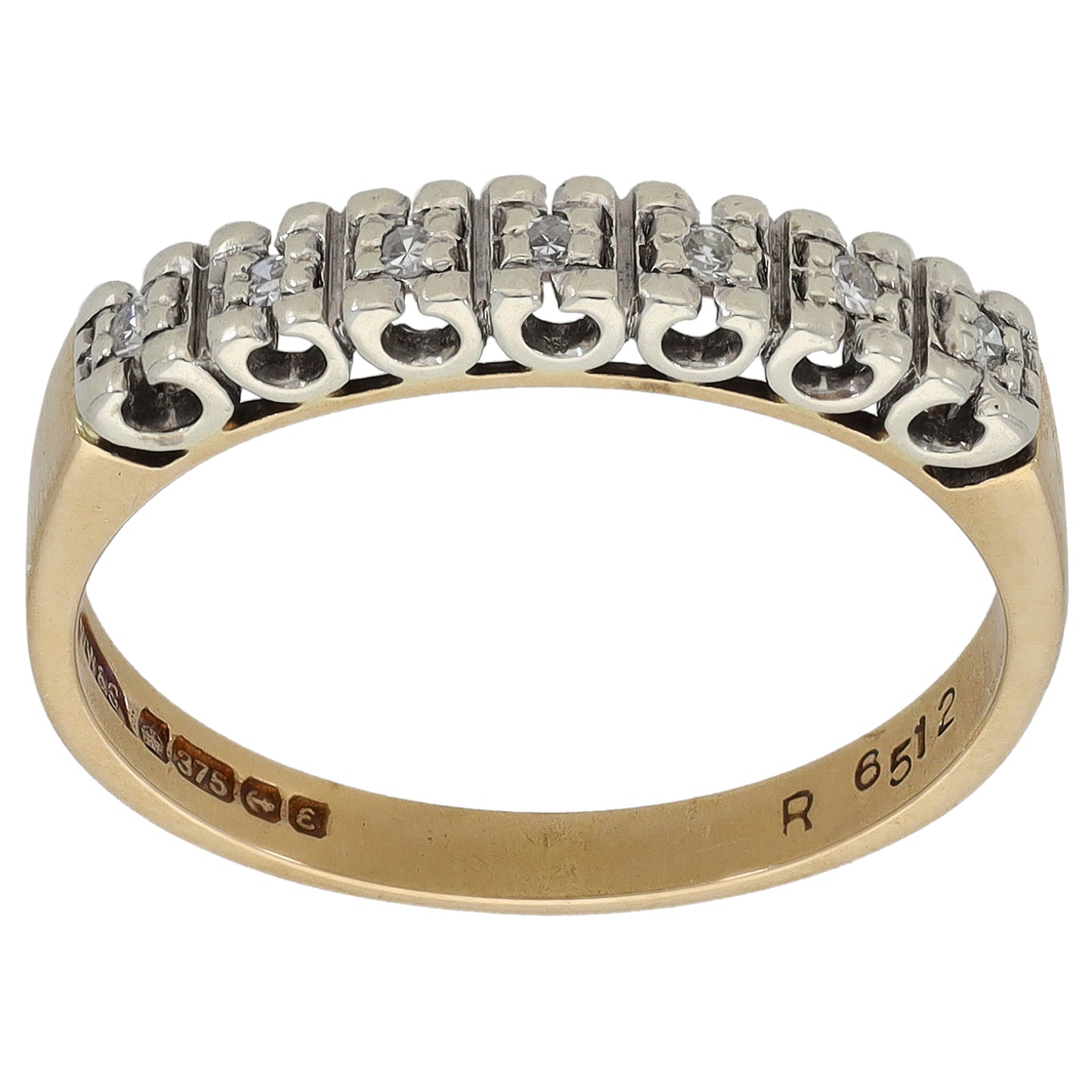 9ct Gold 0.07ct Diamond Half Eternity Ring Size O