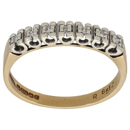 9ct Gold 0.07ct Diamond Half Eternity Ring Size O
