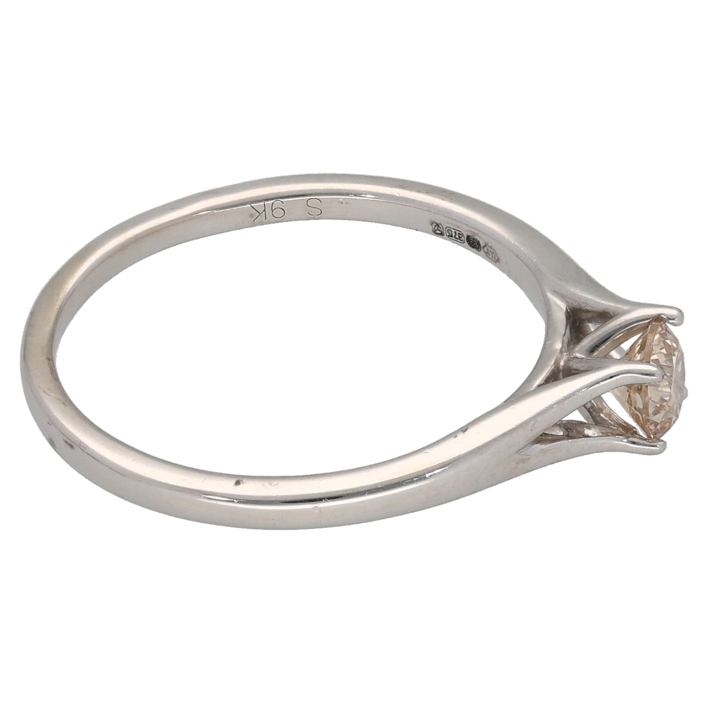 9ct White Gold 0.29ct Diamond Solitaire Ring Size N